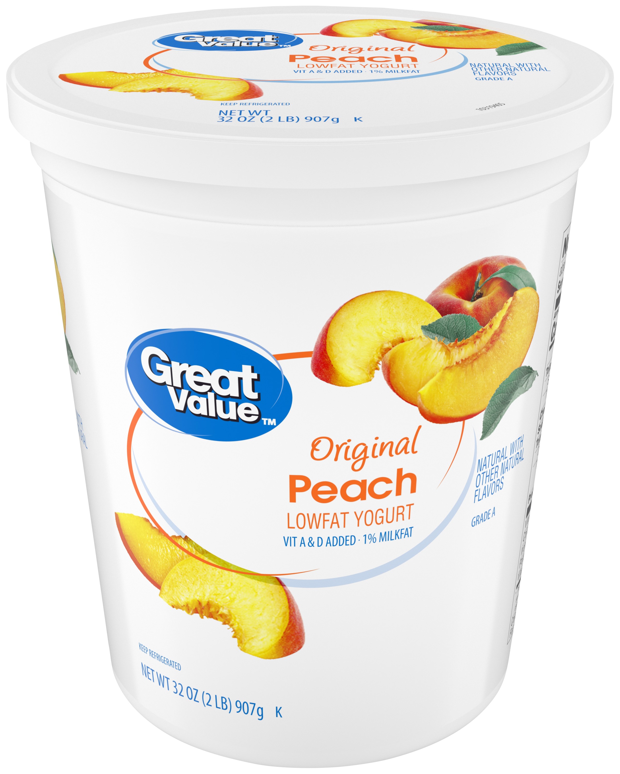Great Value Original Peach Lowfat Yogurt, 32 Oz Image