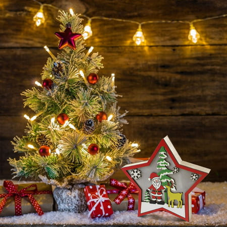 DDgui New Upgraded Christmas Decorations Wooden Luminous Five-pointed Star Scene Decoration Pendant DDgui LCC220922-8654