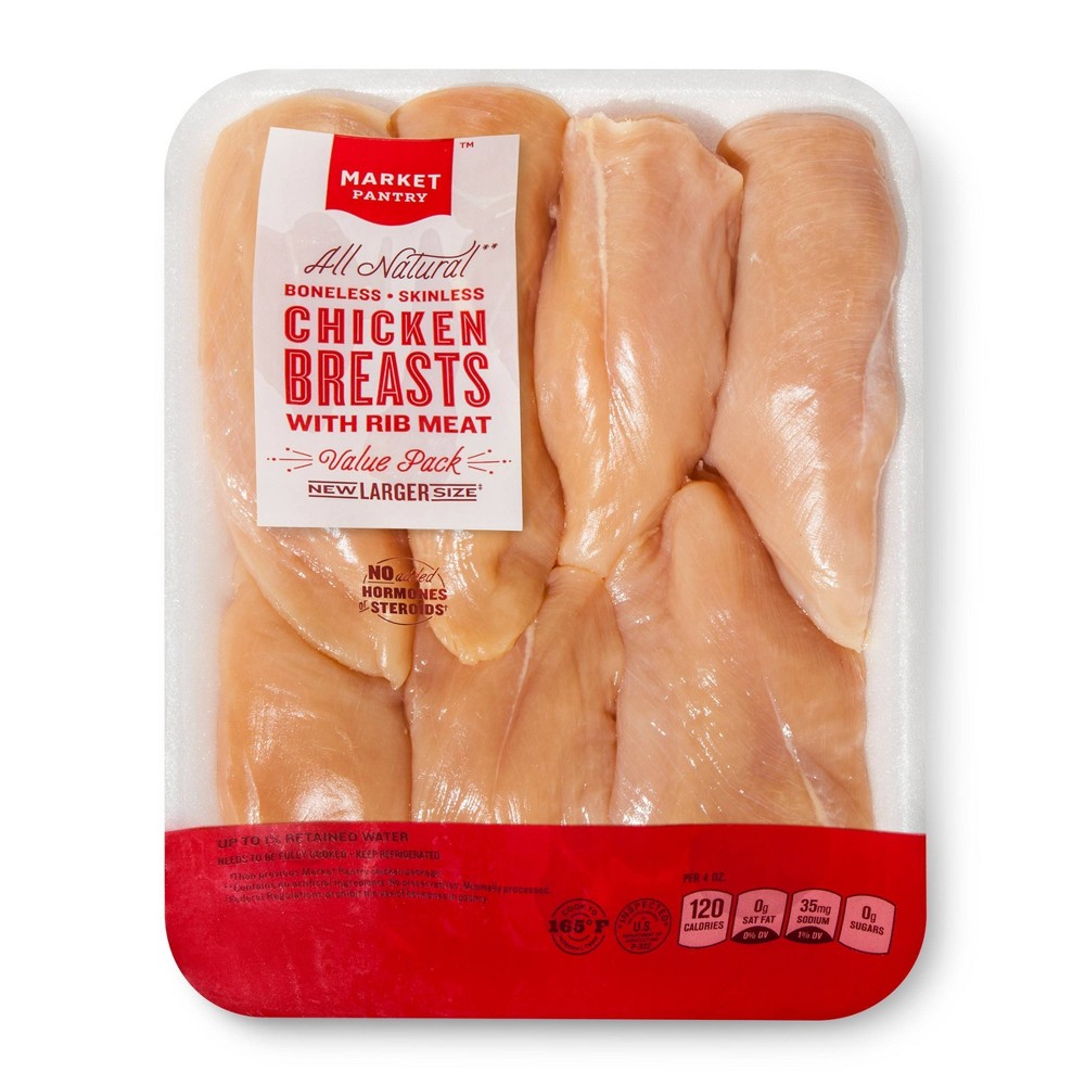 ALL NATURAL BONELESS-SKINLESS CHICKEN BREASTS WITH RIB MEAT