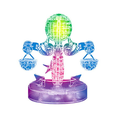 Zpjjj4#7681 3D Crystal Puzzle Jig-Saw Clear Twelve 12 Constellation Astrolog Flash LED Light P#7681 UY0