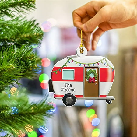 Usupdd 1PC Christmas Ornaments Hanging Decoration Gift Product Personalized Family Iron Fire Truck  Excavator Excavator Pendant Usupdd 220803-3119