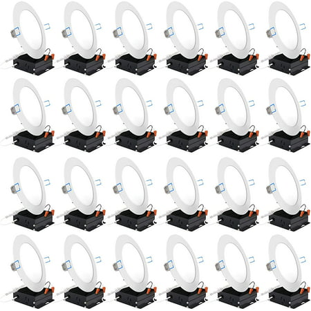 YAAN 24 Pack 6 Inch Ultra Thin LED Recessed Ceiling Lights Slim  4000K Cool White  Dimmable 14W=100W  850 LM  Smooth Trim Damp Rated  Canless Wafer Th