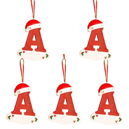 MIANHT Christmas Little Red Hat Letter Pendant DIY Writable Name 26 Letter Pendant 5PCS - 2022 Christmas Little Red L-#7796