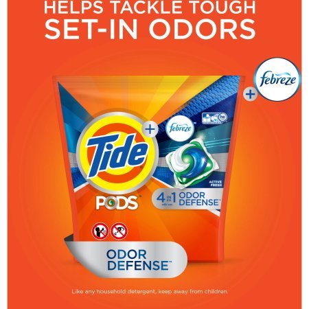 PODS Plus Febreze Odor Defense Laundry Detergent Pacs, Active Fresh Scent, 32 Count by Tide thumbnail