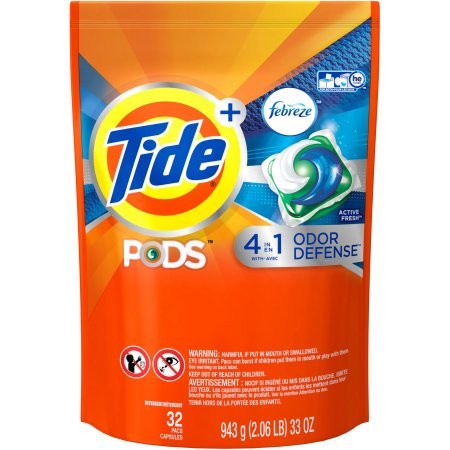 PODS Plus Febreze Odor Defense Laundry Detergent Pacs, Active Fresh Scent, 32 Count by Tide thumbnail