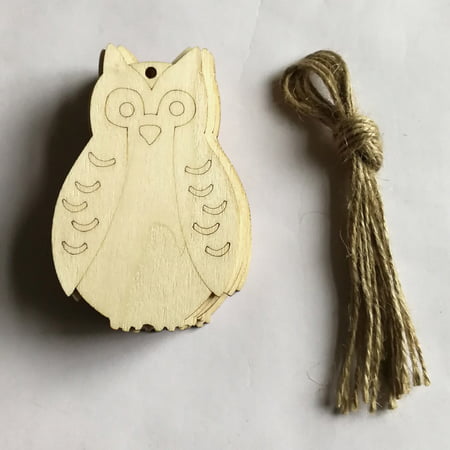 Usupdd Wooden Easter DIY Wooden Blocks with Twines Rope 10 Small Pendants in a Pack Usupdd WAA220816-9303