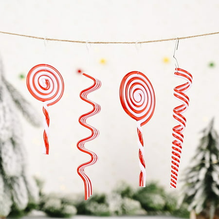 4PC Christmas Decorations Creative Red and White Candy Pendant Lollipop Pendant A18-Z#7263 2022 Newest 4PC Christmas Decorations
