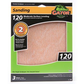 Gator 7263 Step-2 Premium Sanding Sheet  120 Grit  9  X 11   Each