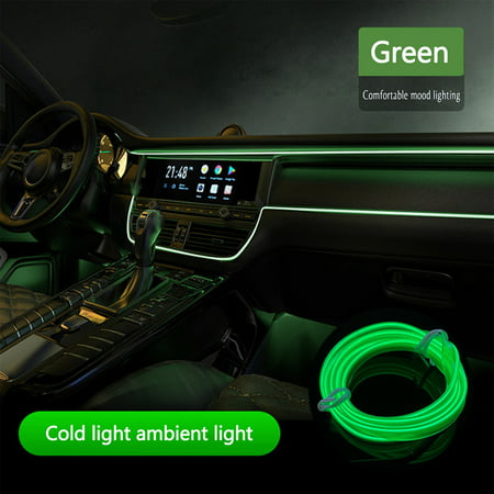 Buodes Car Cold Light Atmosphere Lamp Interior Light Guide LED Atmosphere Lamp EL Luminous Line 5 Meters + 5V USB Drive Universal Car Decorative Lamp