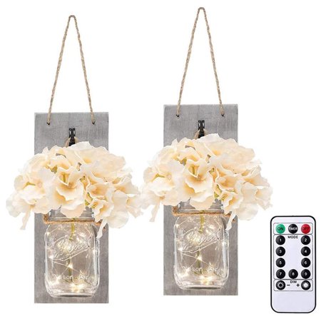 1 Set of 2 Packs Vintage Mason Wall Light with Artificial Flower Wall Sconce for Loft Kitchen Living Room - 2022 New 1 Set of 8ww12-#5999