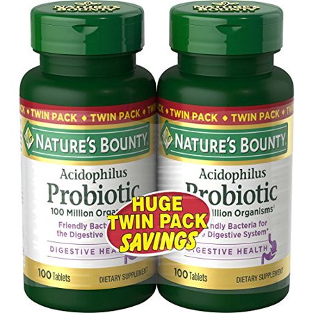 Nature S Bounty Probiotics Dietary Supplement  Supports Digestive and Intestinal Health  Probiotic Acidophilus  100 Count (Pack of 2- Total 200 Tablet