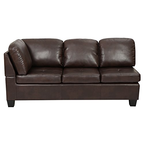 Noble House 3-Piece Brown PU Leather 4-Seater L-Shaped Sectional Sofa with Ottoman