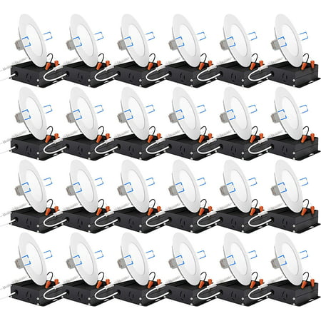 Sunco Lighting 24 Pack 4 Inch Ultra Thin LED Recessed Ceiling Lights Slim  5000K Daylight  Dimmable 10W=60W  650 LM  Smooth Trim Damp Rated  Canless W