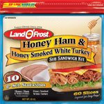 LAND O' FROST SUB SANDWICH KIT LUNCH MEAT COLD CUTS HONEY HAM & HONEY SMOKED WHITE TURKEY 20 OZ PACK of 2