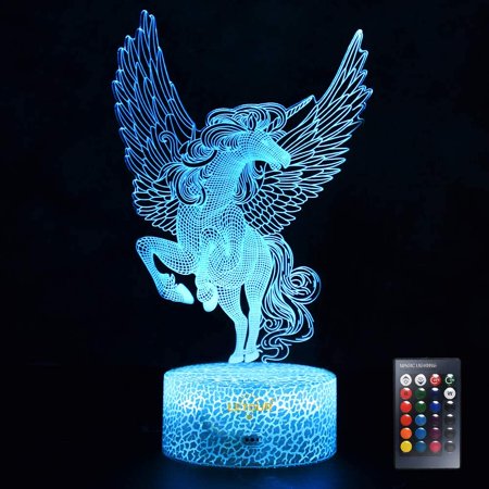 BLUUXIN Night Light for Kids Baseball 3D Night Light Porpoise Illusion Lamp with Remote Control 16 Color Changing Xmas Halloween Birthday Gift for Chi