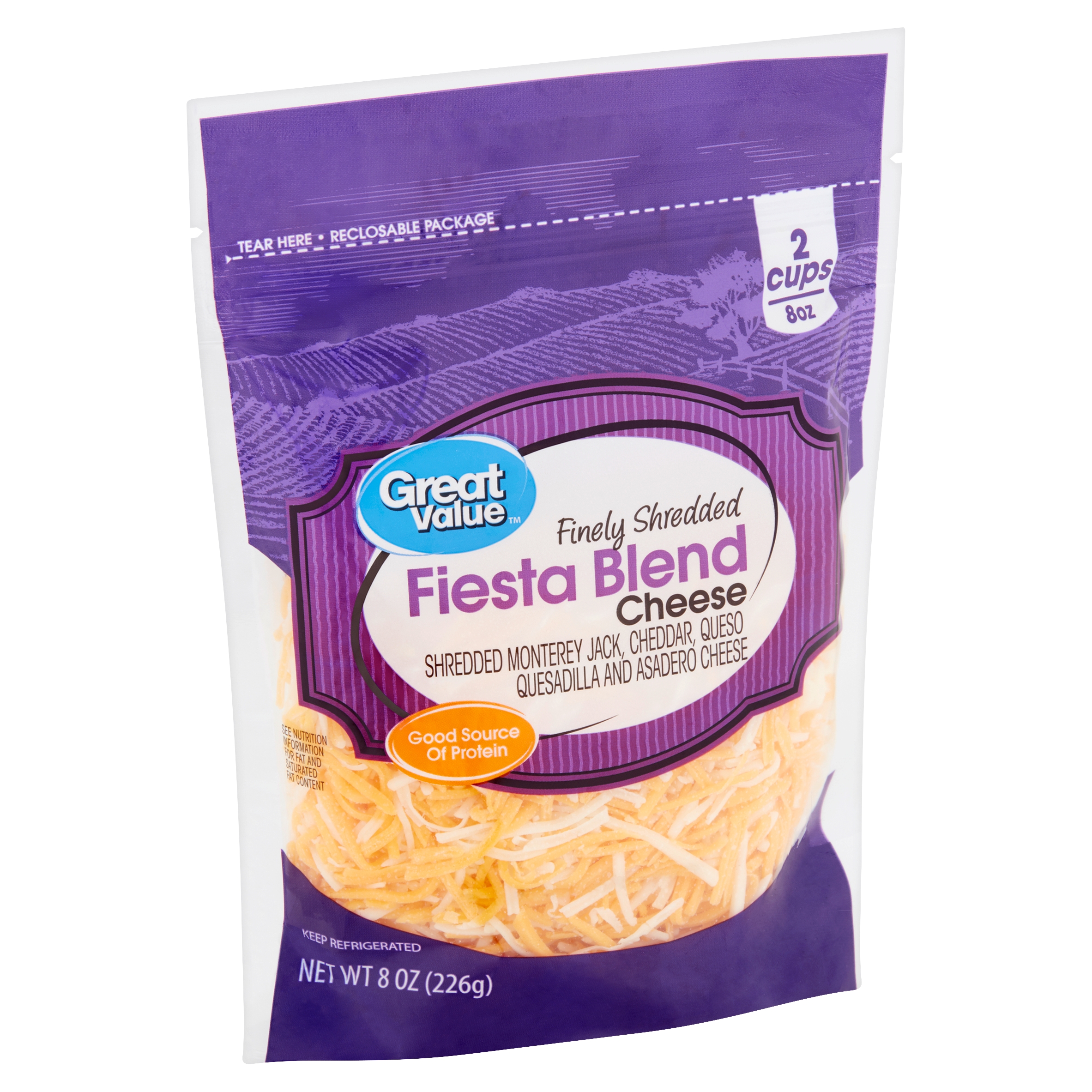 Great Value Finely Shredded Fiesta Blend Cheese, 8 Oz Image