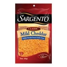 Sargento Classic Old Style Mild Shredded Cheddar Cheese, 3 Ounce -- 12 per Case.