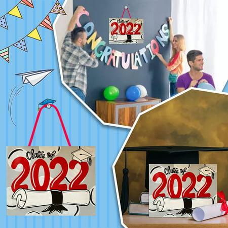 Fiudx 2022 New Graduation Season Square Graduation Wooden Pendant Ornament 4722