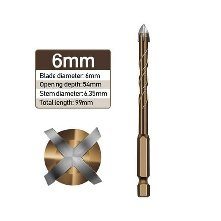 Fiudx Cross Four Blade Drill Bit Ceramic Tile Hexagonal Handle Brick Wall Cement Ceramic Perforated Drill 2518