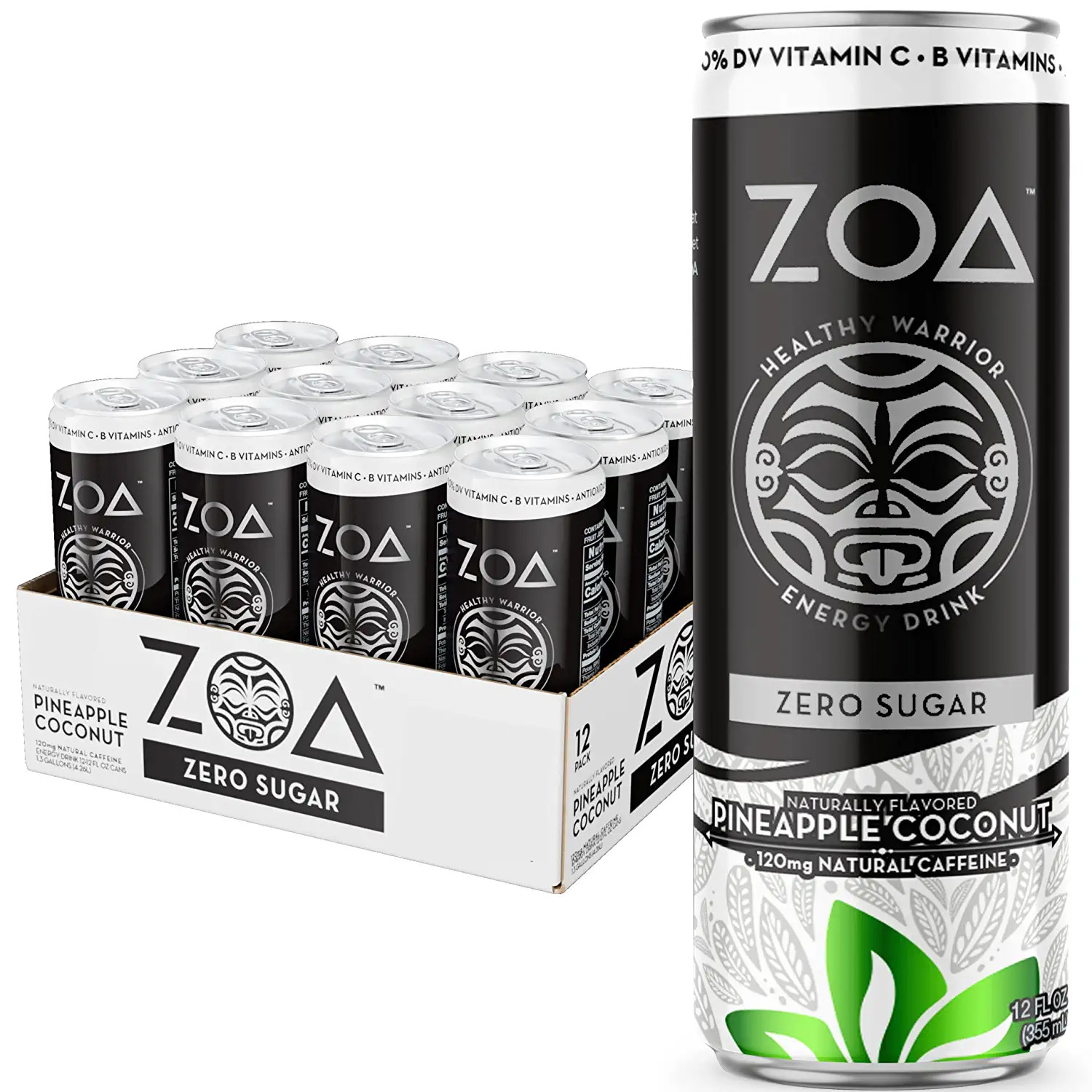 Zoa Pineapple Coconut Zero Sugar Soda  12 Fl Oz Aluminum Can  0.0% ABV