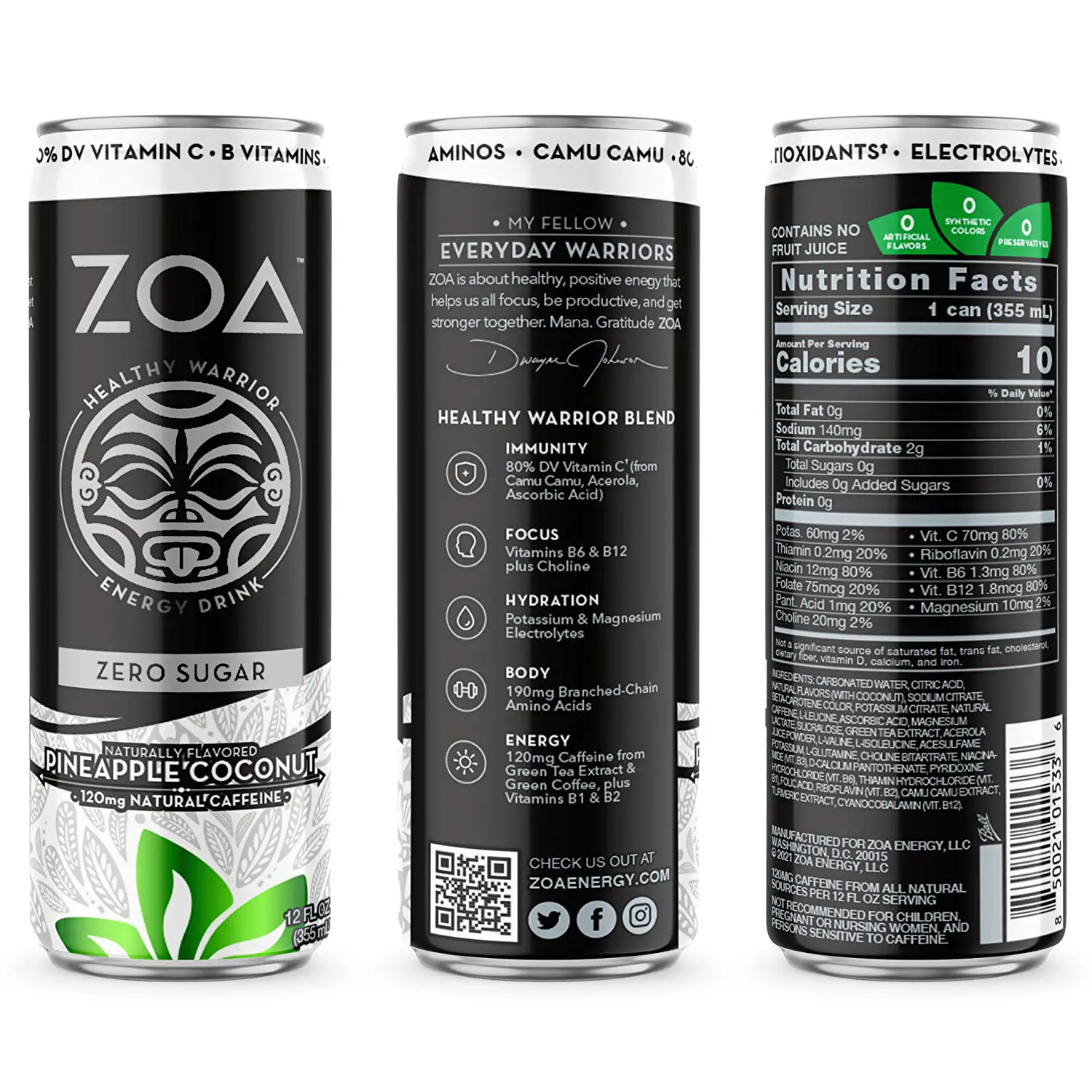 Zoa Pineapple Coconut Zero Sugar Soda  12 Fl Oz Aluminum Can  0.0% ABV thumbnail