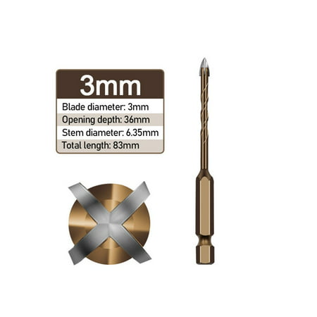 Fiudx Cross Four Blade Drill Bit Ceramic Tile Hexagonal Handle Brick Wall Cement Ceramic Perforated Drill 2518