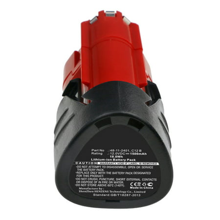 Synergy Digital Power Tool Battery  Compatible with Milwaukee 2312-21 Power Tool  (Li-ion  12V  1500mAh) Ultra High Capacity  Replacement for Milwauke