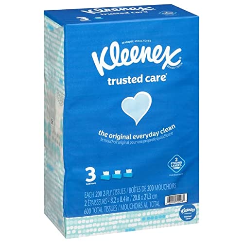 Kleenex, Trusted Care Facial Tissues Flat Box, 600 Count (Case of 8)