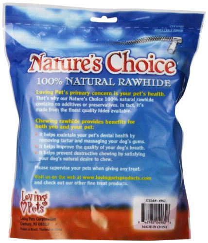 Loving Pets Nature's Choice 100-Percent Natural Rawhide White Knotted Bone Value Pack Dog Treat, 6-7-Inches, 3/Pack