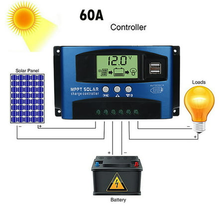 Miximx 60A MPPT Solar Panel Regulator Charge Controller 12V/24V Auto Focus Tracking - Electronic Product for Gifts 60A MPPT Solar a-a#11808 - for Elec