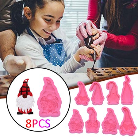 DDgui New Christmas Pendant Epoxy Mold Santa Claus Handmade Creative Cake Mold 8PCS DDgui WAA220920-5105