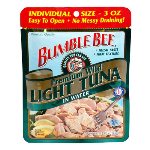 Bumble Bee Chunk Light Tuna in Water, 3-Ounce Pouches (Pack of 12)