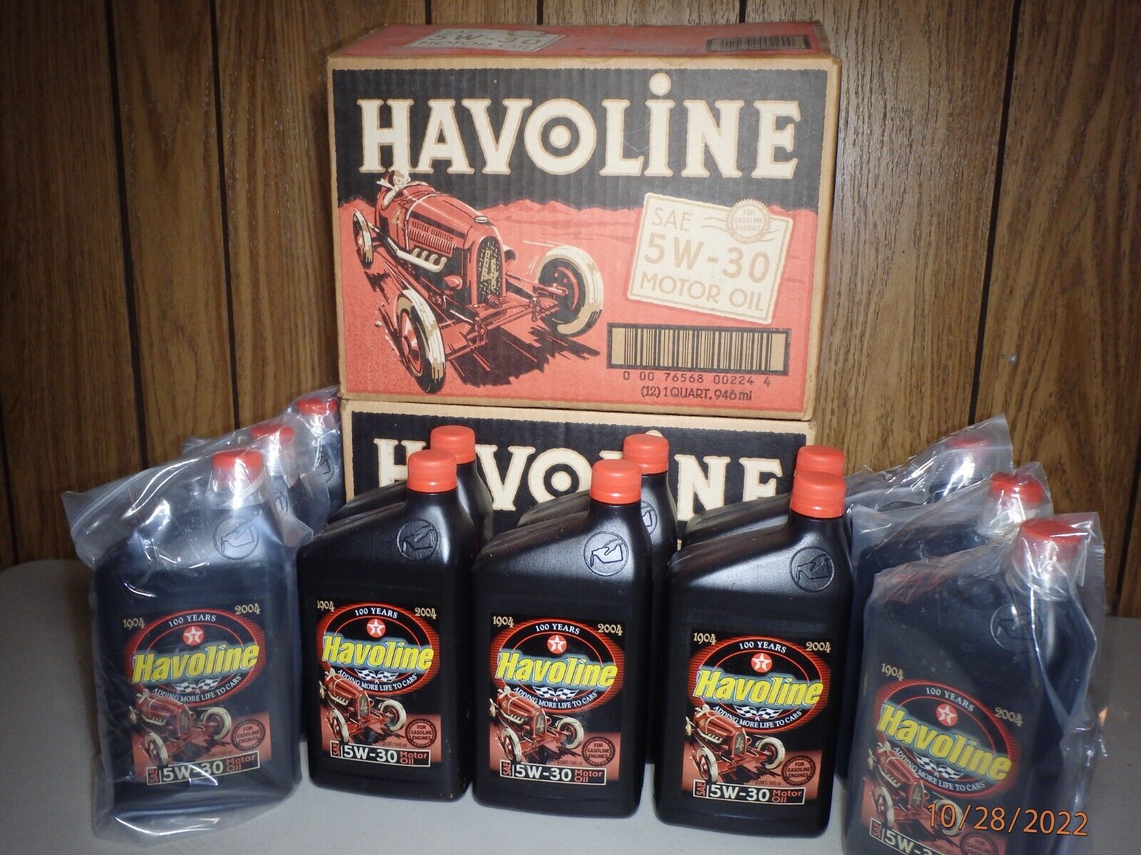 NOS Vintage HAVOLINE OIL 100th ANIV 5W-30-12-1 Qt Container + Boxes API Grade SL