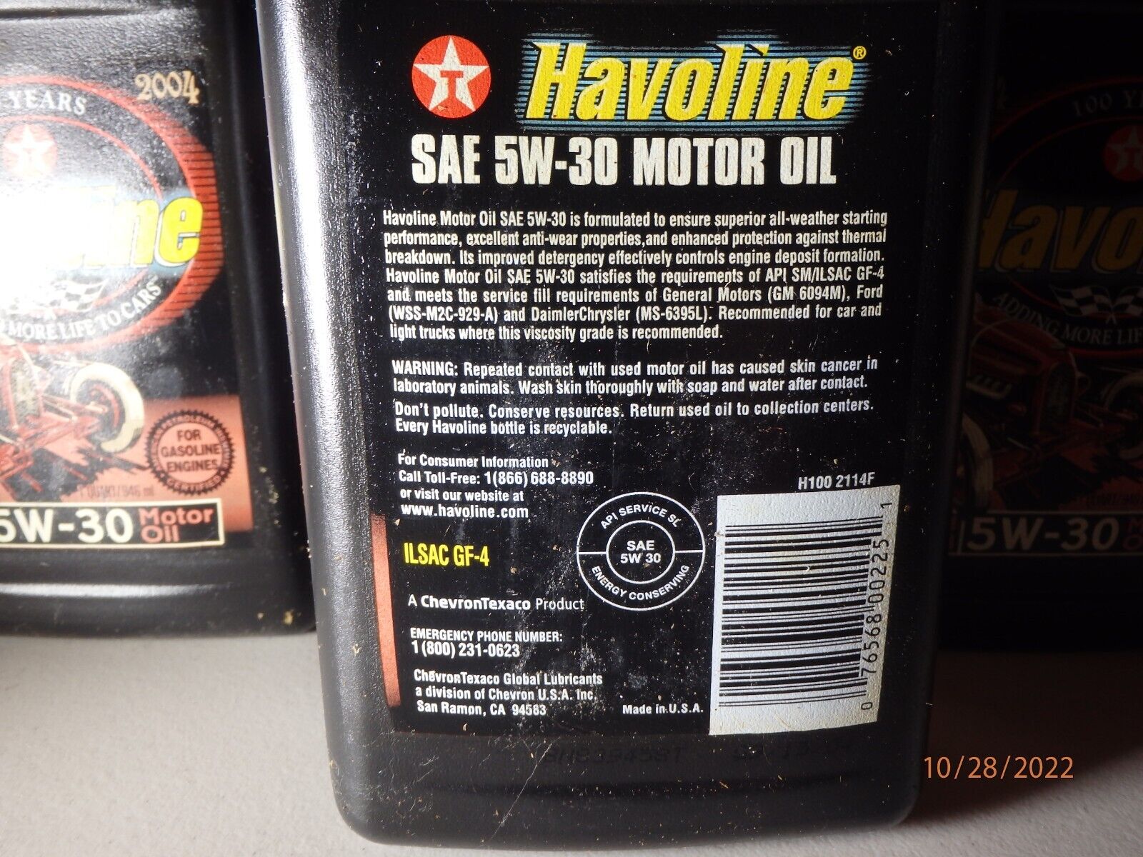 NOS Vintage HAVOLINE OIL 100th ANIV 5W-30-12-1 Qt Container + Boxes API Grade SL thumbnail