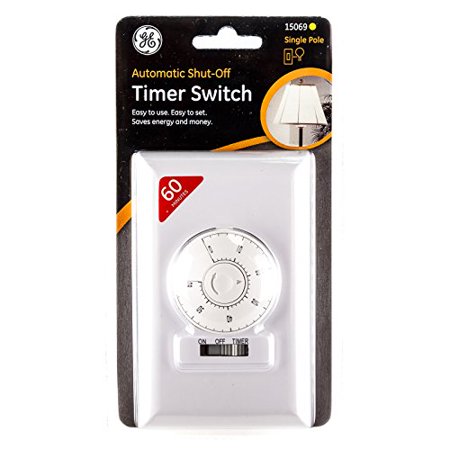 GE 15069 Automatic Shut-Off 60 Minute Timer Switch Single Pole  White