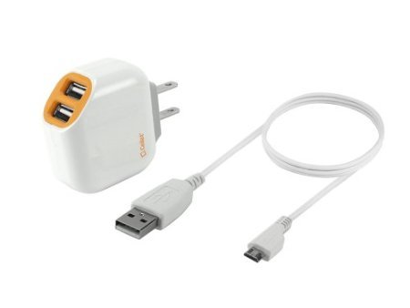 Issmor - 2.1Ah Cream Dual USB Port Wall Charger with Micro USB Cable for HTC Windows Phone 8X HTC 6990 HTC Zenith (at &...