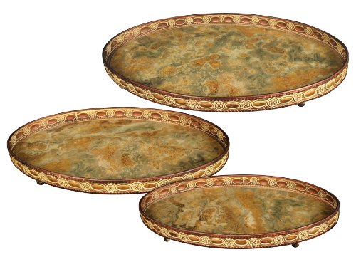Sterling 50-7668 Metal/Glass Oval Appaloosa Trays, Set of 3
