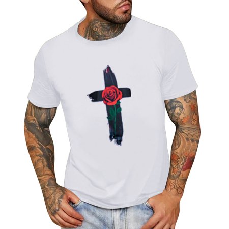 Larisalt Mens T Shirt Graphic Men S Short Sleeve Solid Slim Fit V-Neck T-Shirt White L