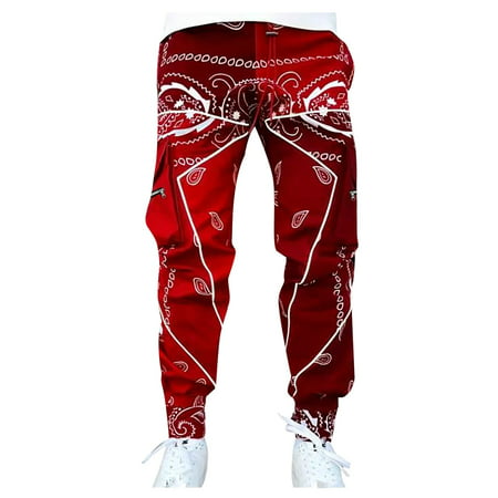Mens Pants Clearance Men S Casual Small Foot Multi Pocket Printing Trend Loose Pants