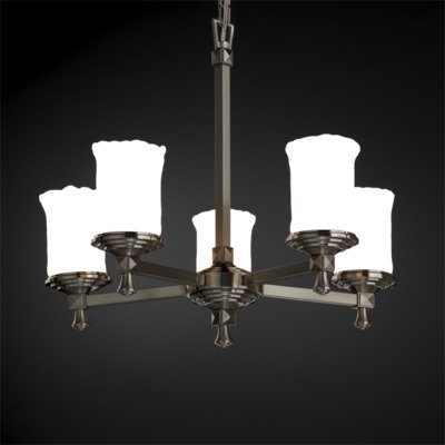 Justice Design GLA-8530-16-WHTW-NCKL Deco 5-Light Chandelier