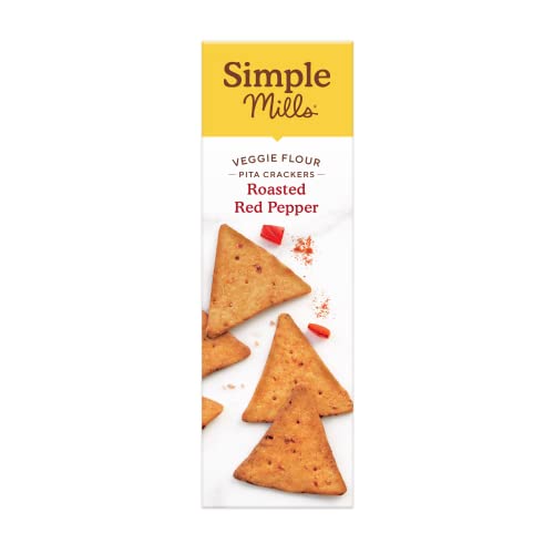 Simple Mills Veggie Flour Pita Crackers, Roasted Red Pepper - Gluten Free, Vegan, Healthy Snacks, Paleo Friendly, 4.25 Ounce (Pack of 3) thumbnail