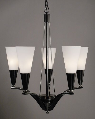 Framburg 8835 5 Light Syzygy Chandelier Ebony/Polished Nickel
