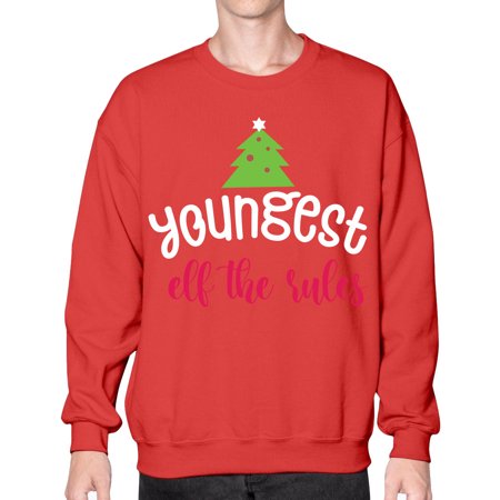 Youngest Elf the Rules Style 1253# - Christmas- Sweatshirt - Crew