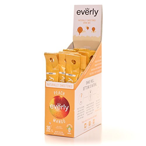 Everly - All Natural Zero Calorie Powdered Drink Mix - Peach Mango (30 Count) .................... Water Enhancer with Natural Flavor, Natural Color,