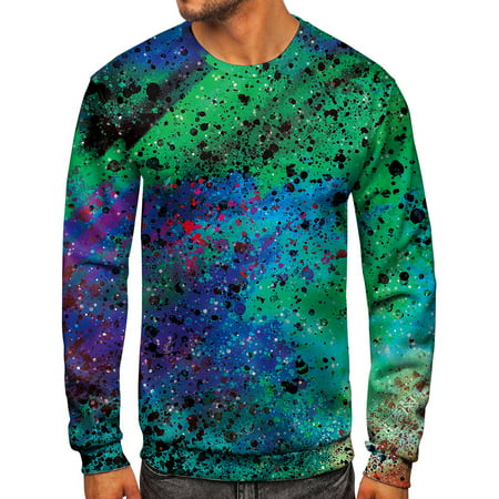 Dmqupv Sweatshirt No Hood Men Casual Autumn Winter Long Sleeve O Neck Printed Pullover Sweatshirt Top Mens Sport Green X-Large