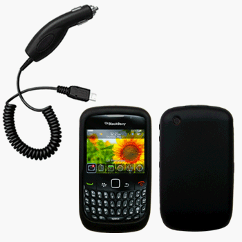 Cbus Wireless Black Silicone Case / Skin / Cover & Car Charger for RIM BlackBerry Curve 3G 9330 / 9300 / 8520 / 8530