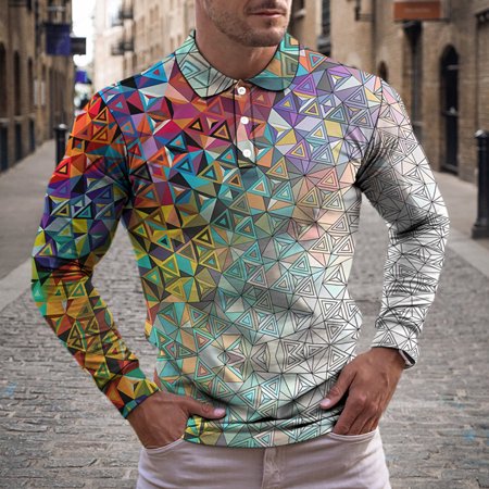 YOTAMI Mens Tees Fashion Casual Lapel Pullover Graphic Print Short Sleeve T Shirt Blouse Fashion White M L XL 2XL 3XL 4XL