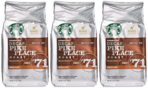 Starbucks Decaf Pike Place Roast  Ground Coffee  Medium Roast Hot or Iced Coffee  12 Oz thumbnail