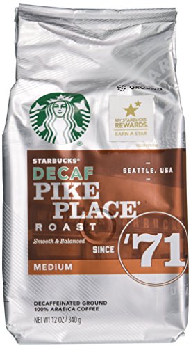 Starbucks Decaf Pike Place Roast  Ground Coffee  Medium Roast Hot or Iced Coffee  12 Oz thumbnail