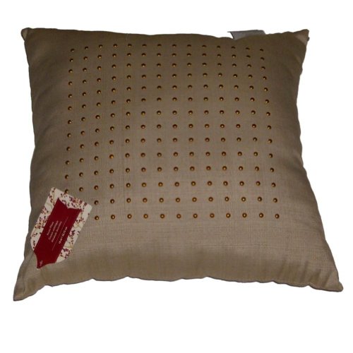 Allen & Roth Beige with Gold Stud Accents Throw Pillow Accent Cushion
